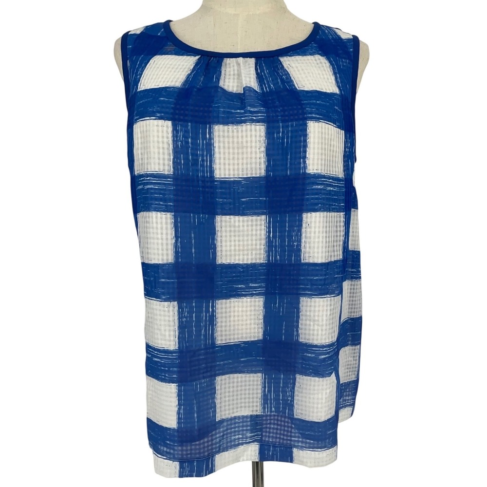 Vineyard Vines Blue and White Plaid Sleeveless Tank